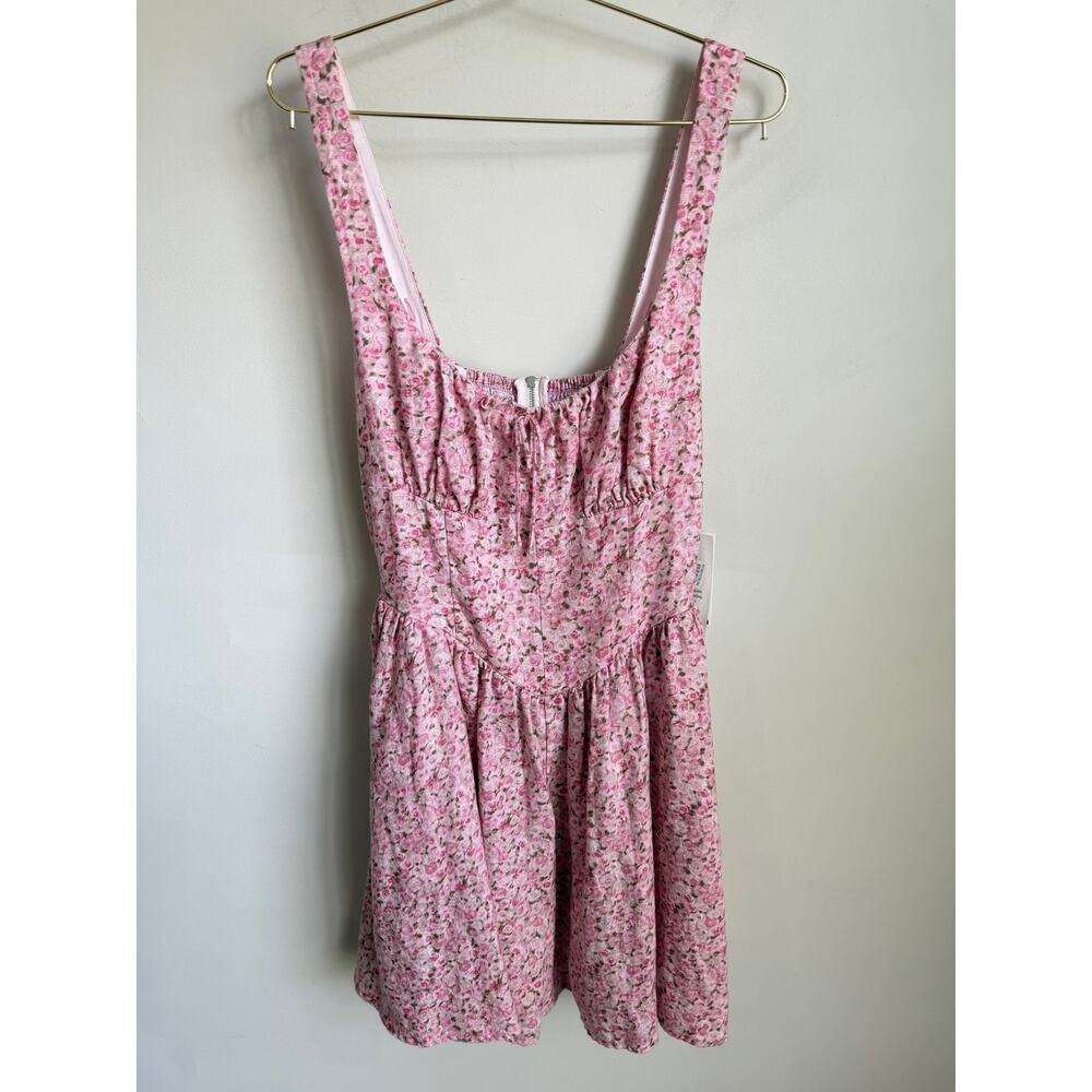 Reformation Daria Linen Sleeveless Mini Fit & Flare Dress Rosin Pink  Women's 4 - Picture 3 of 13